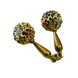 14k Gold Vintage Maracas Pendant Charm Stone Shakers Italy